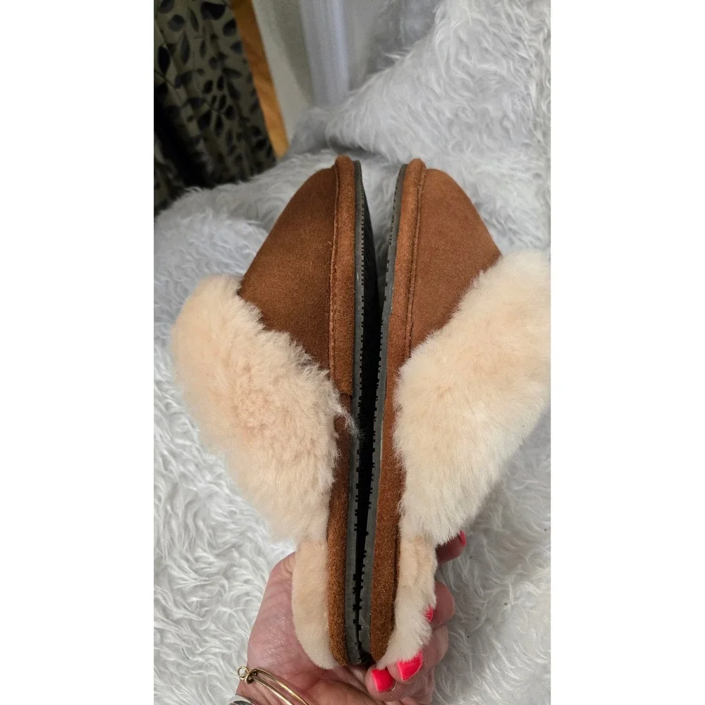 Staheekum Cressida-Wheat Suede Shearling Wool Scuff Slippers Women 8 Brown - Picture 8 of 9